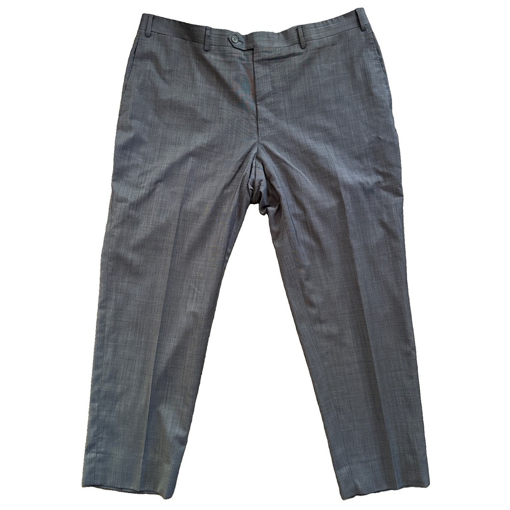Canali Travel Dress Pants Men 40x28 Charcoal Gray 100% Wool Flat Front Italy